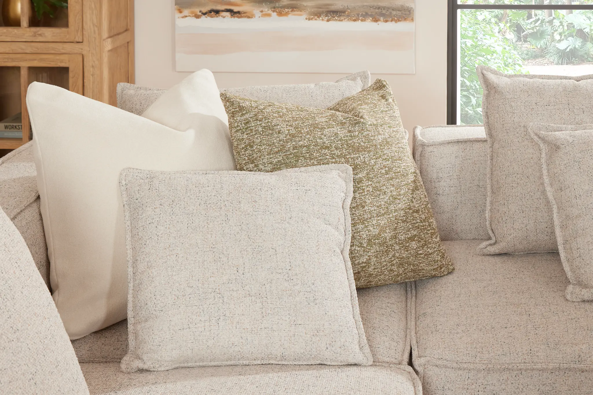 Tatum Beige Fabric 5pc Bumper Sectional Tatum Beige Fabric 5pc Bumper Sectional