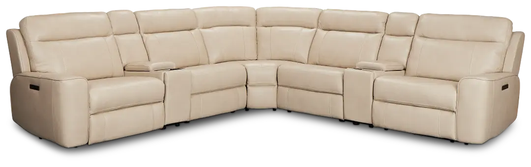 Benji Light Beige Lthr/vinyl Large Dual Power Reclining Two-arm Sectional Benji Light Beige Lthr/vinyl Large Dual Power Reclining Two-arm Sectional