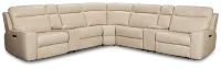 Benji Light Beige Lthr/vinyl Large Dual Power Reclining Two-arm Sectional