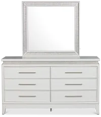 Alessandria White Lighted Dresser & Mirror