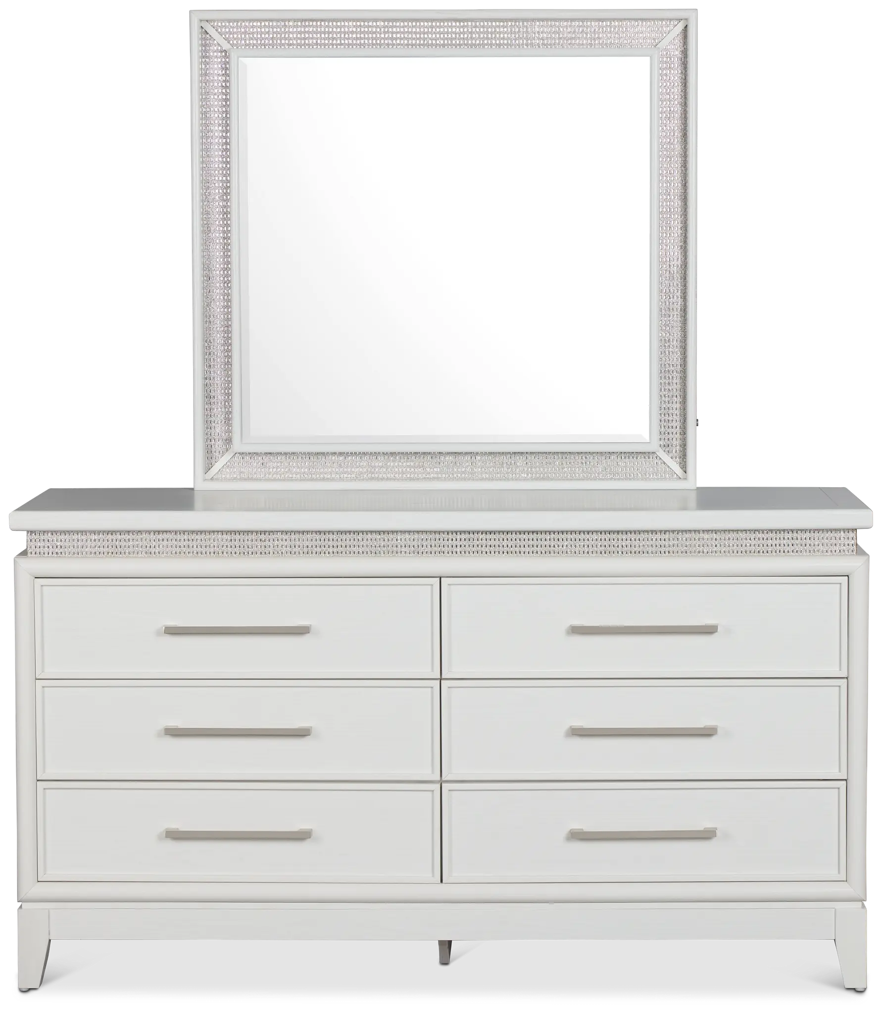 Alessandria White Lighted Dresser & Mirror Alessandria White Lighted Dresser & Mirror