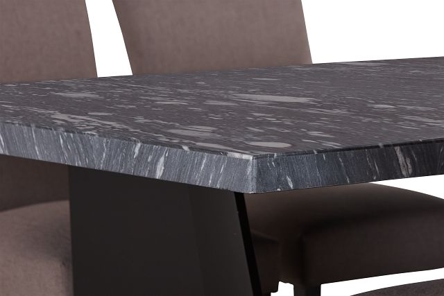 Auburn Dark Gray Rect Table & 4 Dark Gray Upholstered Chairs