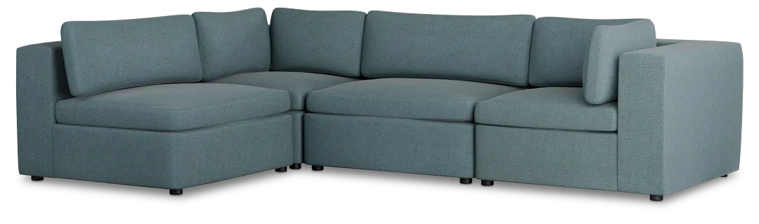 Destin Sutton Blue Fabric 4-piece Modular Sectional