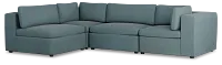Destin Sutton Blue Fabric 4-piece Modular Sectional