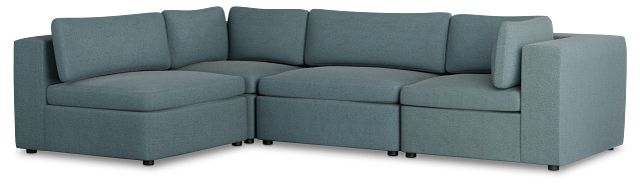 Destin Sutton Blue Fabric 4-piece Modular Sectional