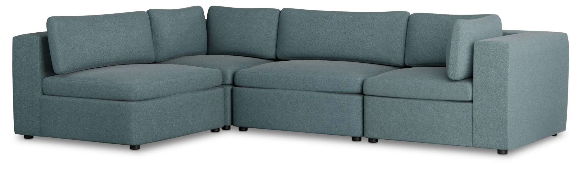 Destin Sutton Blue Fabric 4-piece Modular Sectional