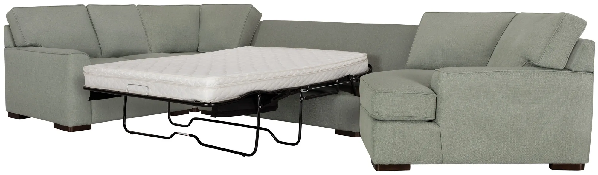 Austin Green Fabric Right Cuddler Innerspring Sleeper Sectional