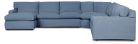 Hudson Blue Fabric Medium Left Chaise Wedge Sectional