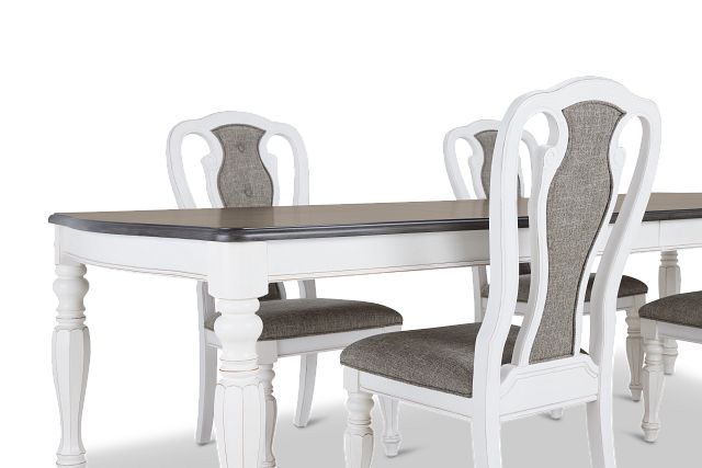 Wilmington Two-tone Rectangular Table & 4 Upholstered Chairs