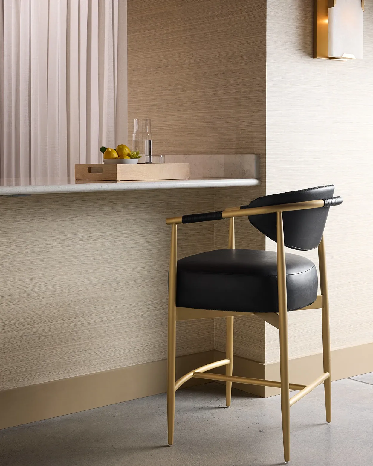 Karli Black 24" Upholstered Barstool