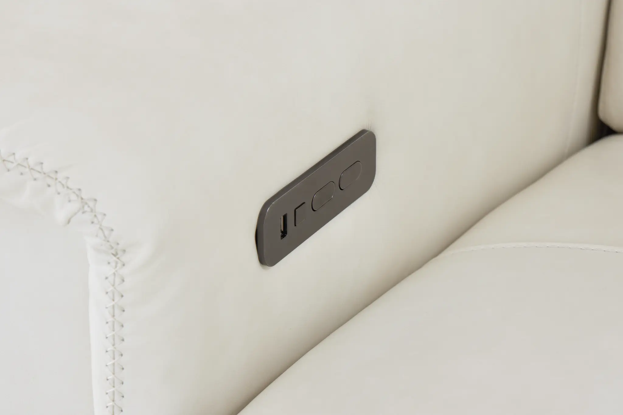 Ainsley White Leather Medium Dual Power 2-arm Reclining Sectional Ainsley White Leather Medium Dual Power 2-arm Reclining Sectional