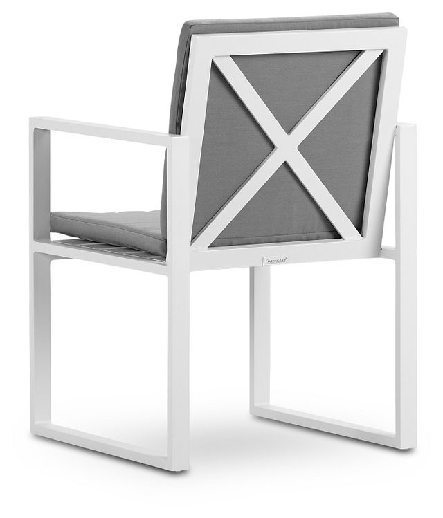 Linear White Dark Gray Aluminum Arm Chair