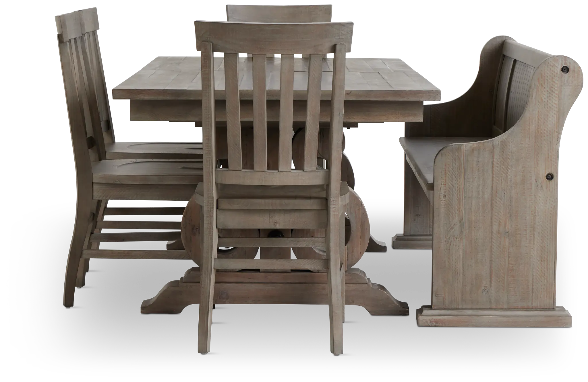 Sonoma Light Tone Trestle Table, 4 Chairs & Bench Sonoma Light Tone Trestle Table, 4 Chairs & Bench