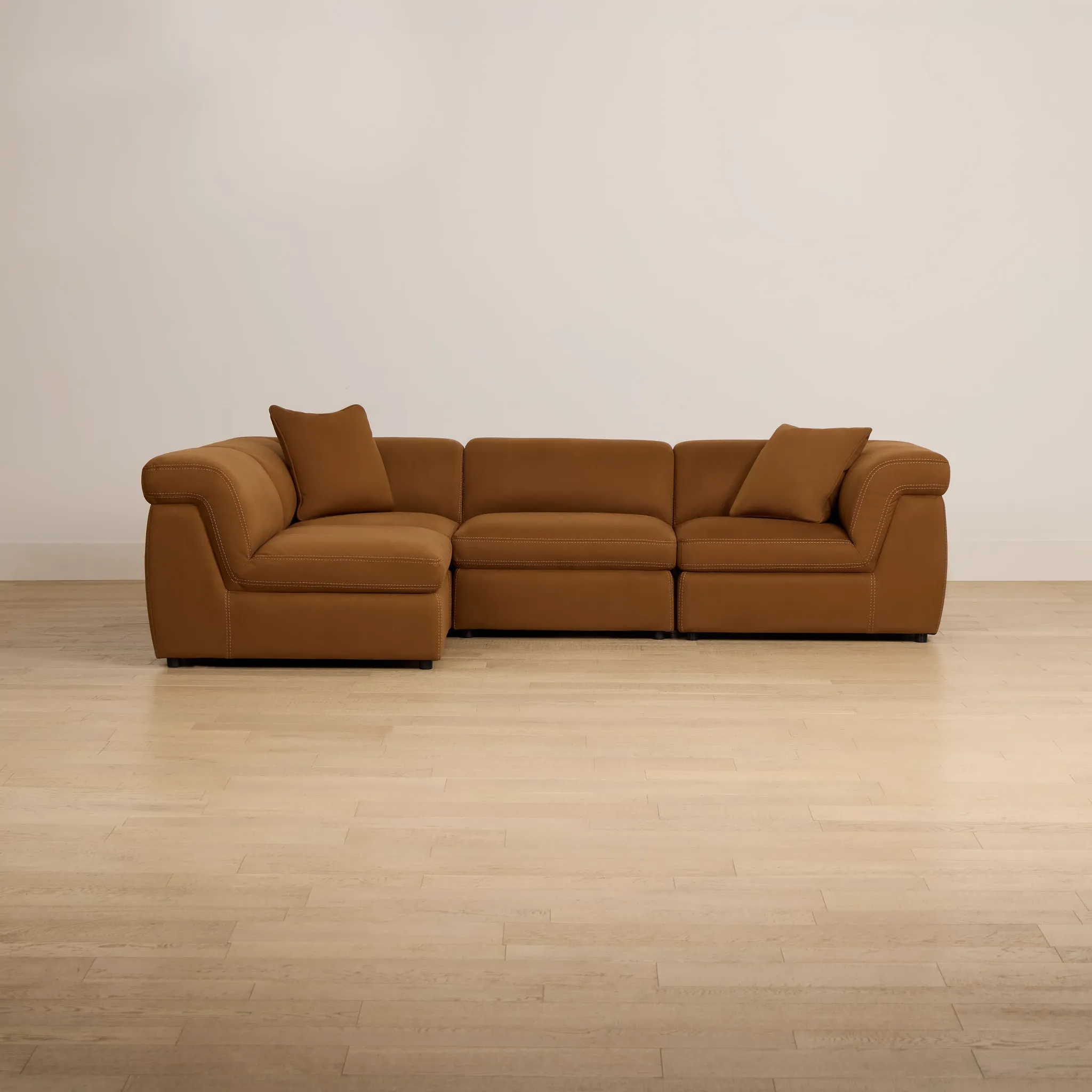 Aria Medium Brown Micro Immersive 4-piece Modular Sectional W/1 Speaker