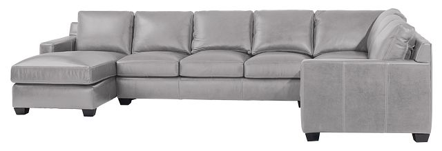 Carson Gray Leather Medium Left Chaise Memory Foam Sleeper Sectional (0)