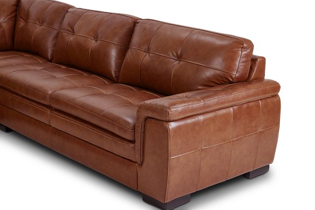 Braden Medium Brown Leather Medium Left Chaise Sectional