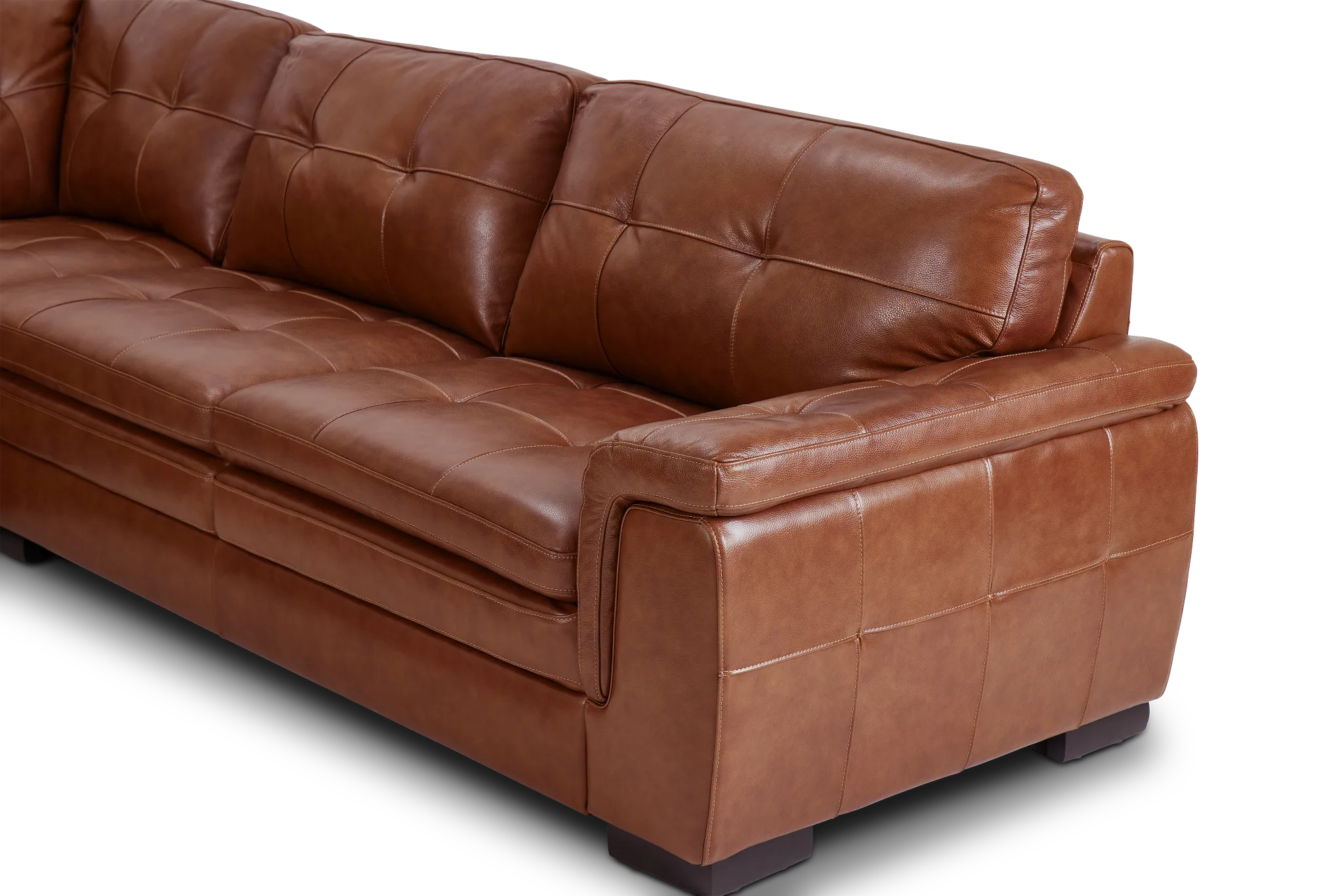 Braden Medium Brown Leather Medium Left Chaise Sectional