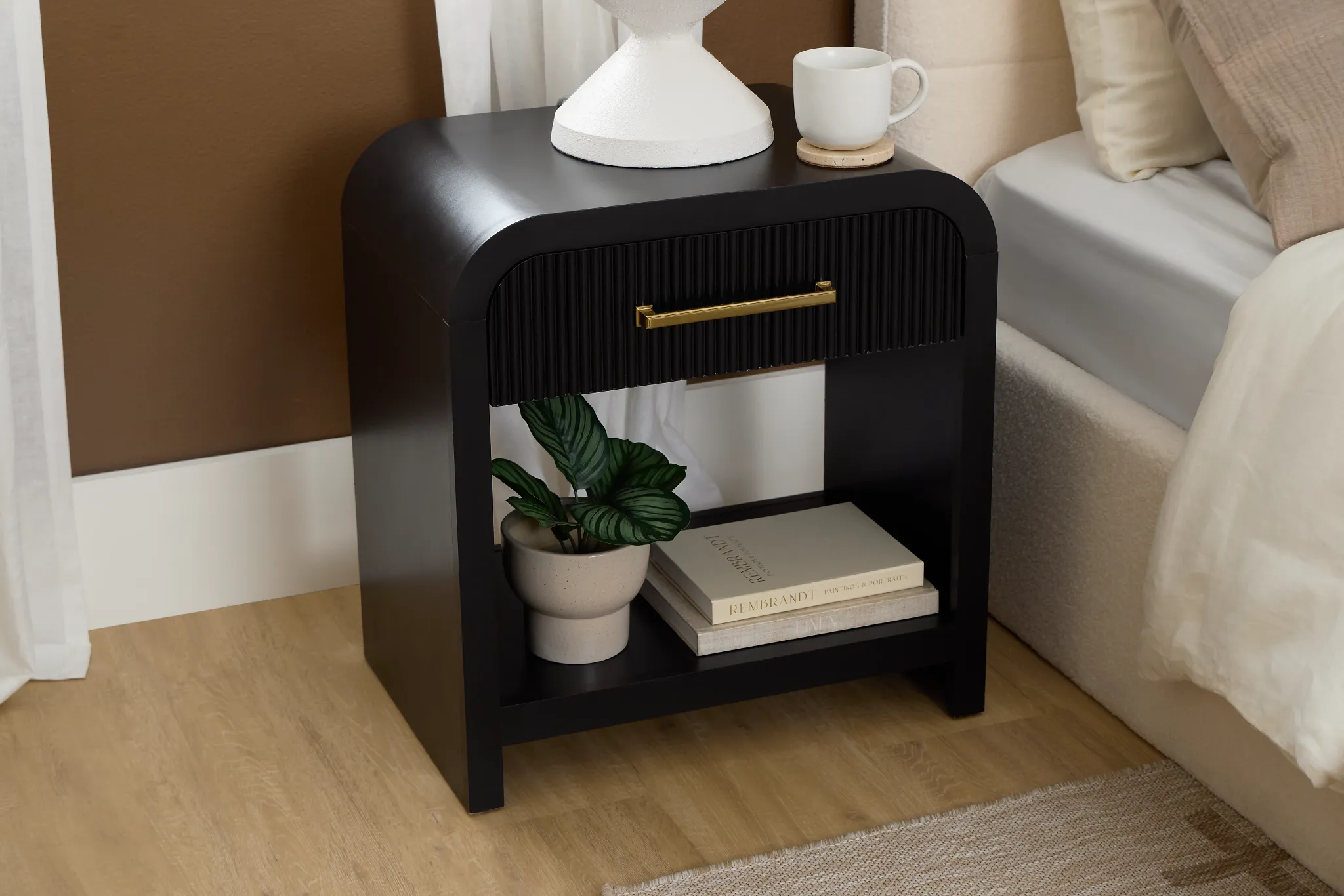 Lyndie Black 1-drawer Nightstand
