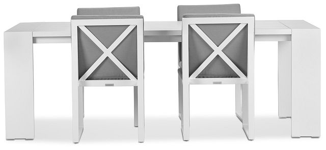 Linear White Gray 87" Aluminum Table & 4 Cushioned Side Chairs