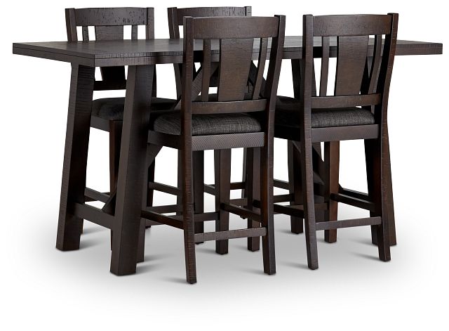 Cash Gray High Table & 4 Upholstered Barstools (1)