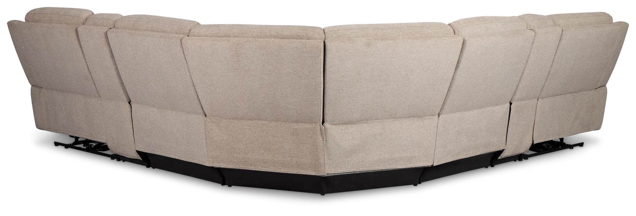 Walker Beige Fabric Large Dual Power Reclining Two-arm Sectional