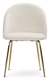 Capri Ivory Velvet Upholstered Side Chair W/ Gold Legs
