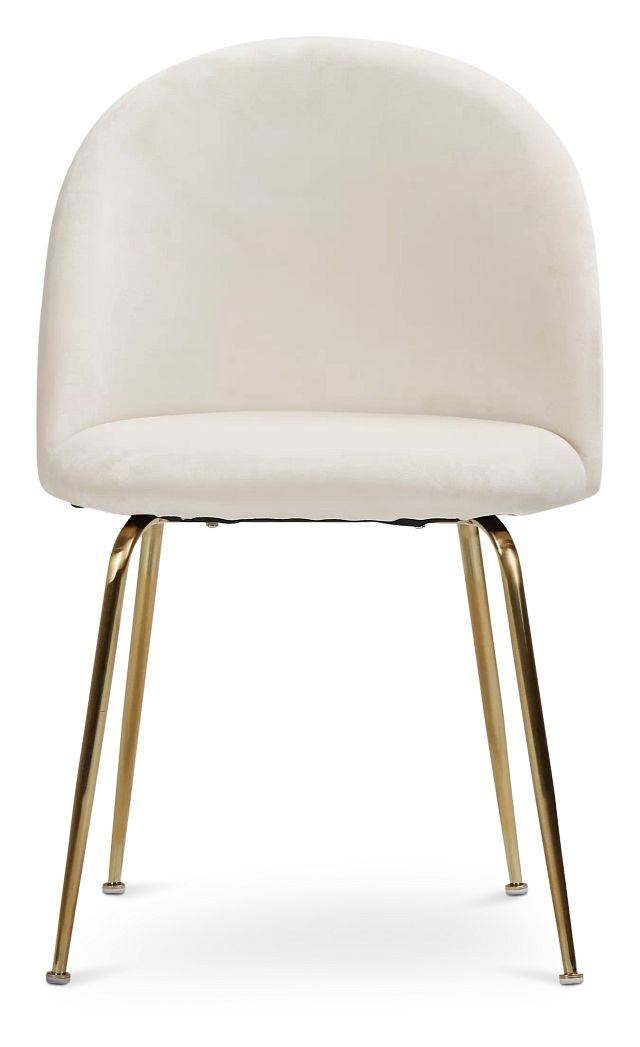 Capri Ivory Upholstered Side Chair W/ Gold Legs