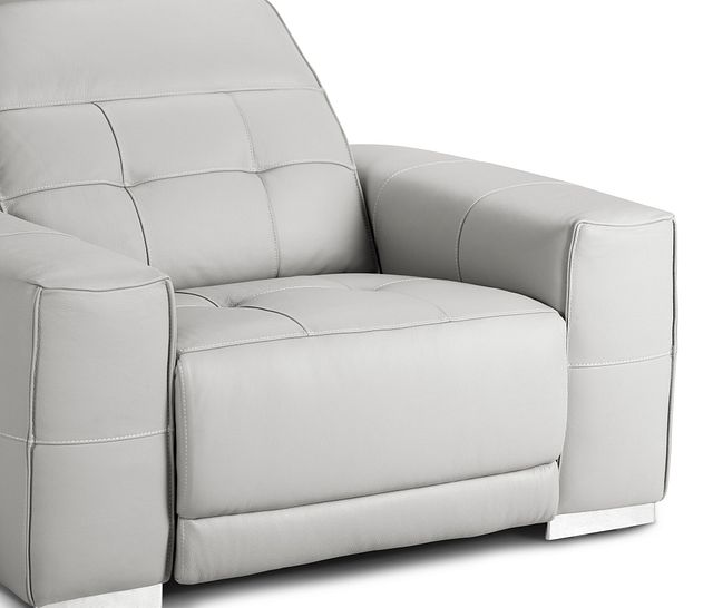 Reva Gray Leather Power Recliner With Power Headrest