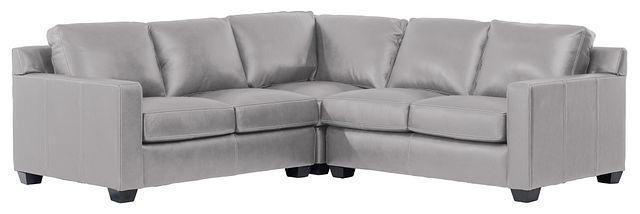 Carson Gray Leather Small Two-arm Sectional