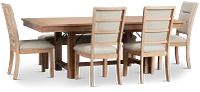 Park City Light Tone Rect Table With 4 Upholstered Side Chairs & Bench