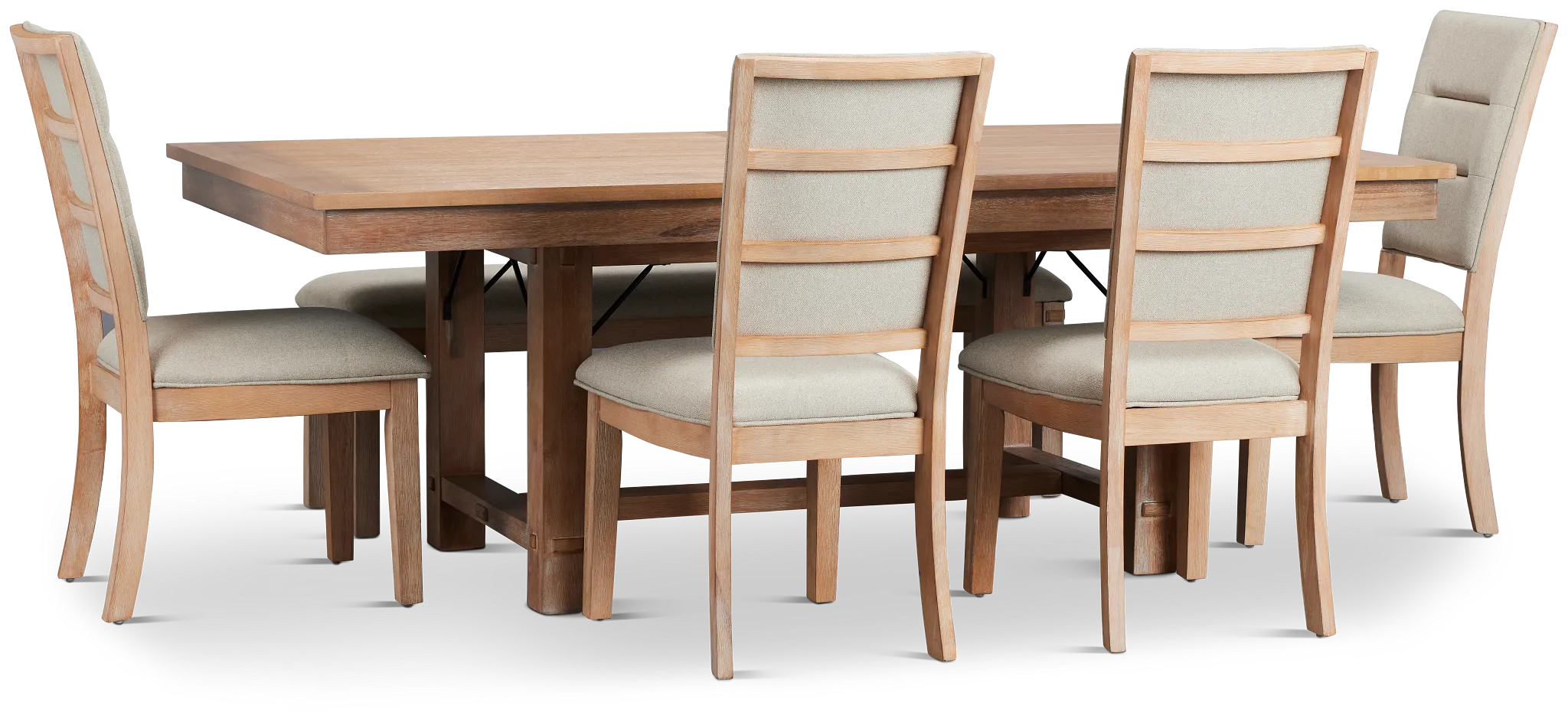 Park City Light Tone Rect Table With 4 Upholstered Side Chairs & Bench