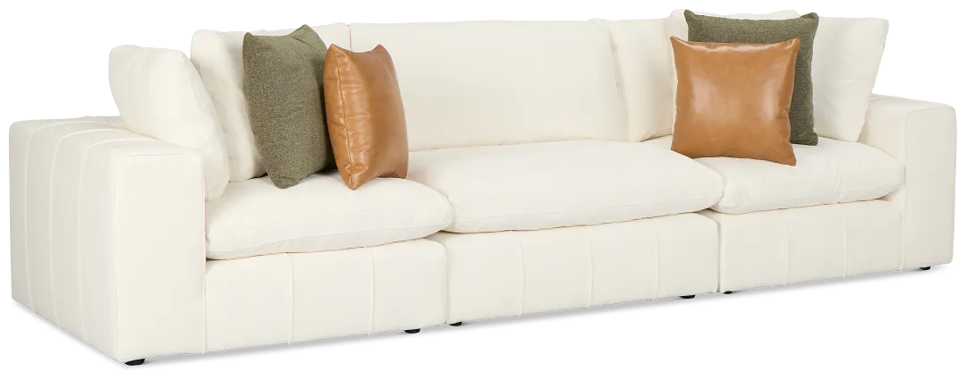 Cruz White Fabric 3-piece Modular Sofa