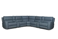 Summit Blue Lthr/vinyl Large Dual Power Reclining Two-arm Sectional