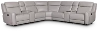 Walker Light Gray Lthr/vinyl Large Dual Manually Reclining Two-arm Sectional