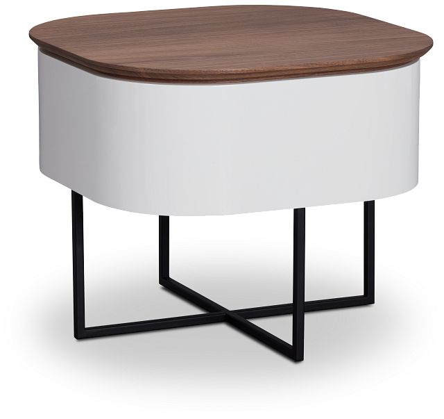 Harlan White Round End Table