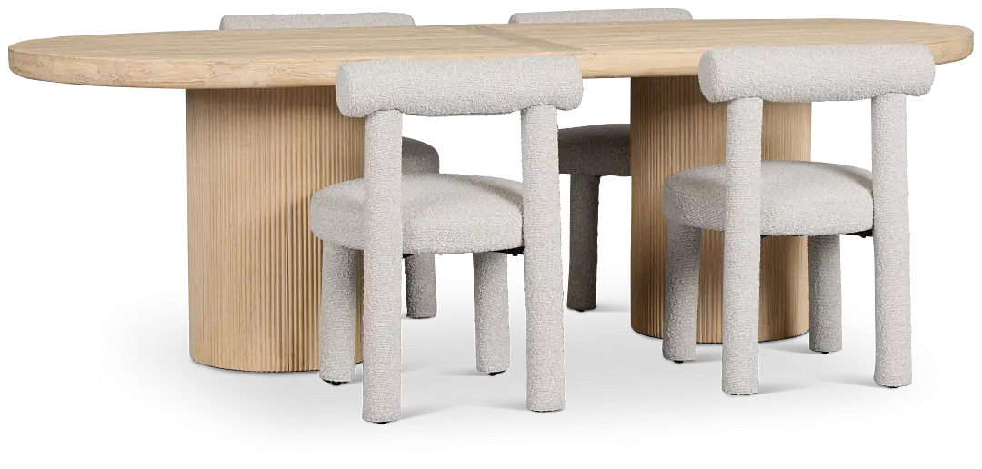 Clayton Light Tone Oval Table & 4 Upholstered Chairs Clayton Light Tone Oval Table & 4 Upholstered Chairs