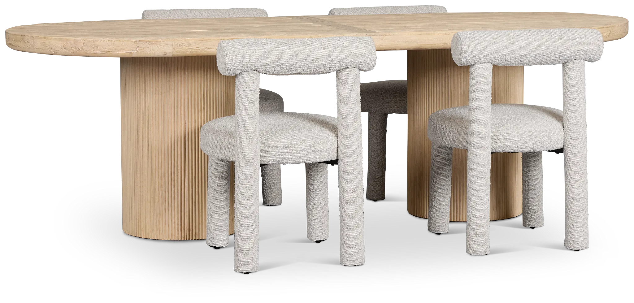 Clayton Light Tone Oval Table & 4 Upholstered Chairs