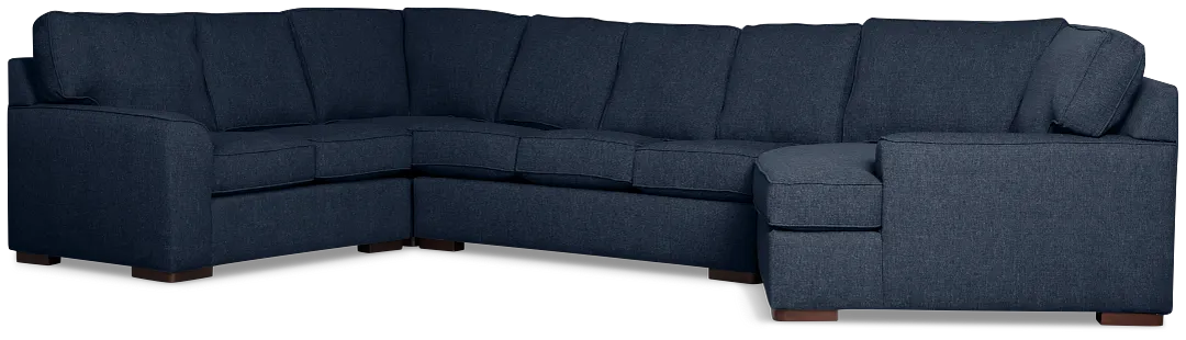 Sinclair Dark Blue Fabric Right Cuddler Cooling Memory Foam Sectional
