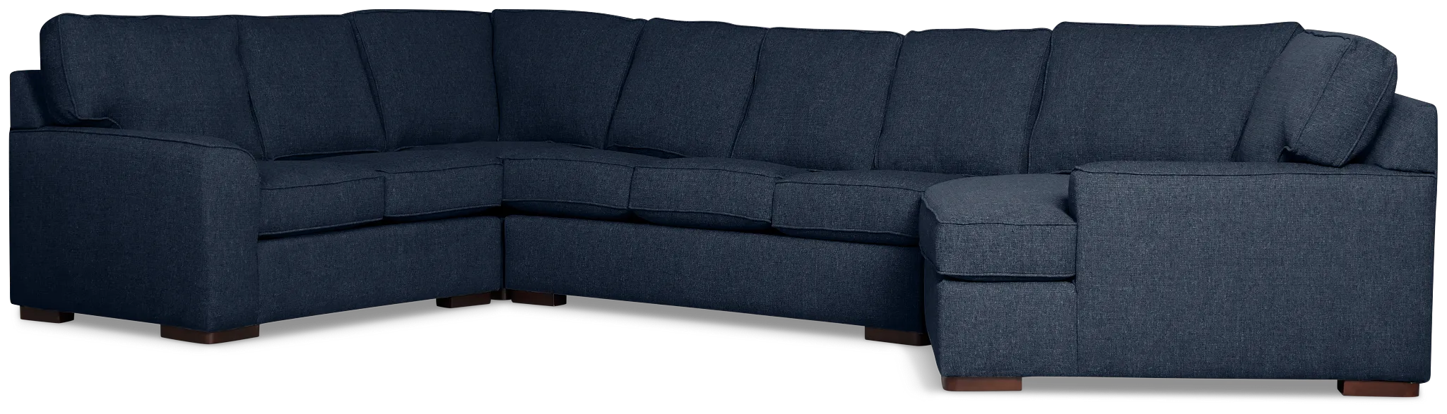 Sinclair Dark Blue Fabric Right Cuddler Cooling Memory Foam Sectional