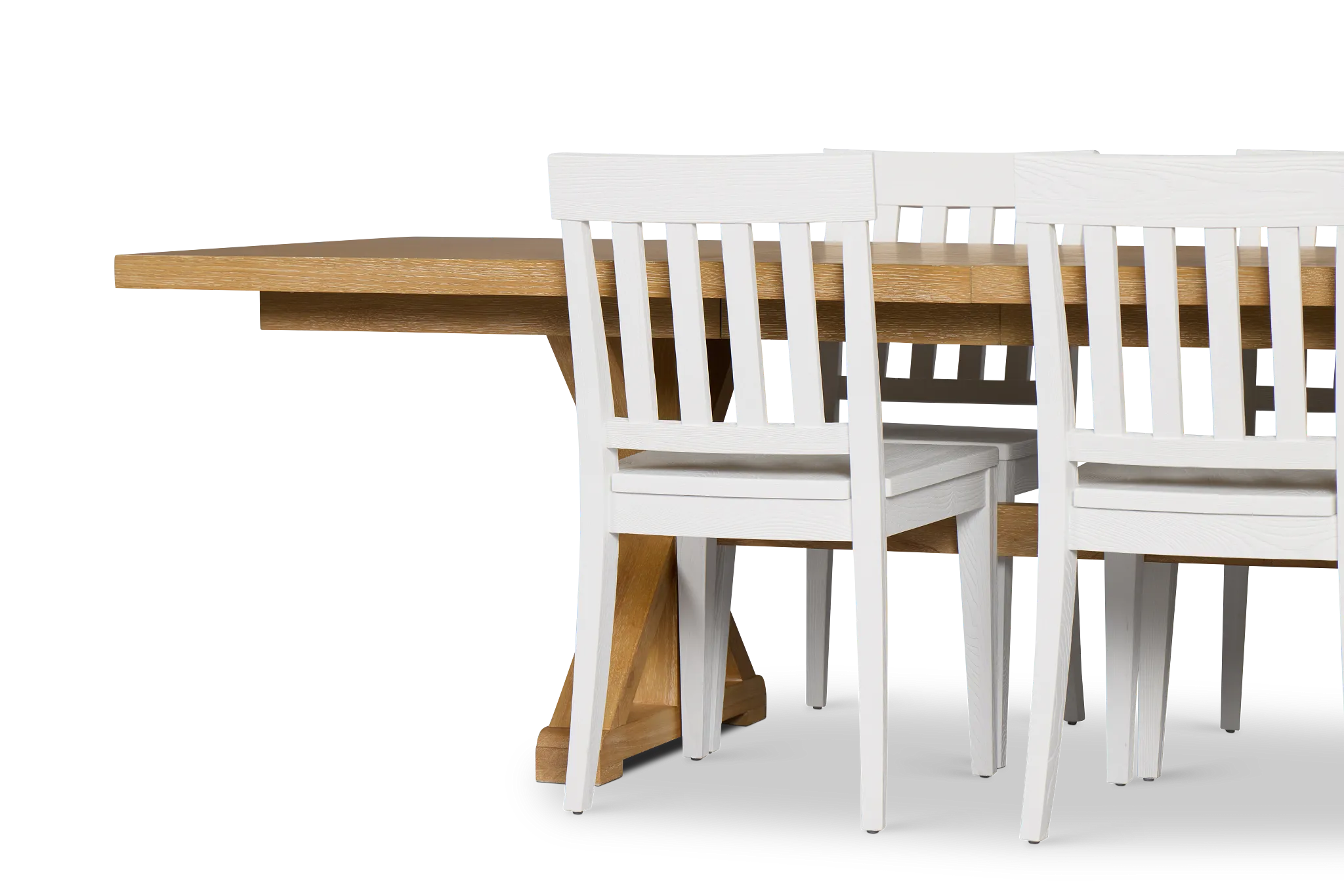 Nantucket Light Tone Rect Table & 4 White Wood Chairs