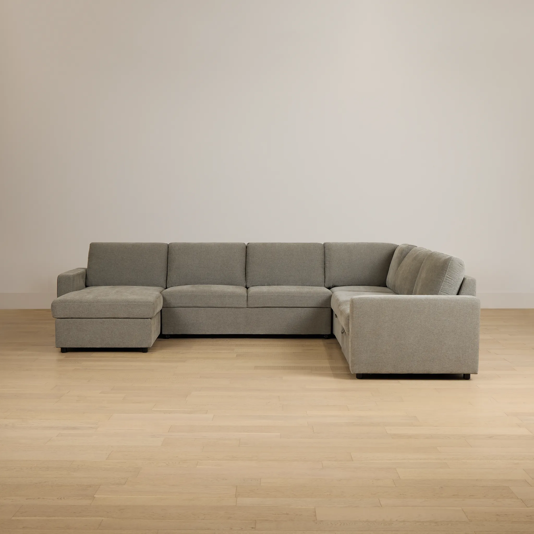 Addie Gray Fabric Medium Left Chaise Storage Sleeper Sectional