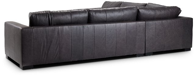 Bohan Black Leather Large Two-arm Sectional