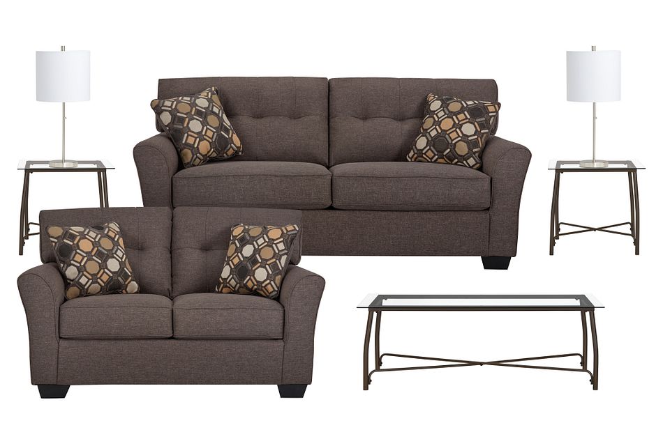 Laryn Dark Gray Micro 7-piece Living Room Package