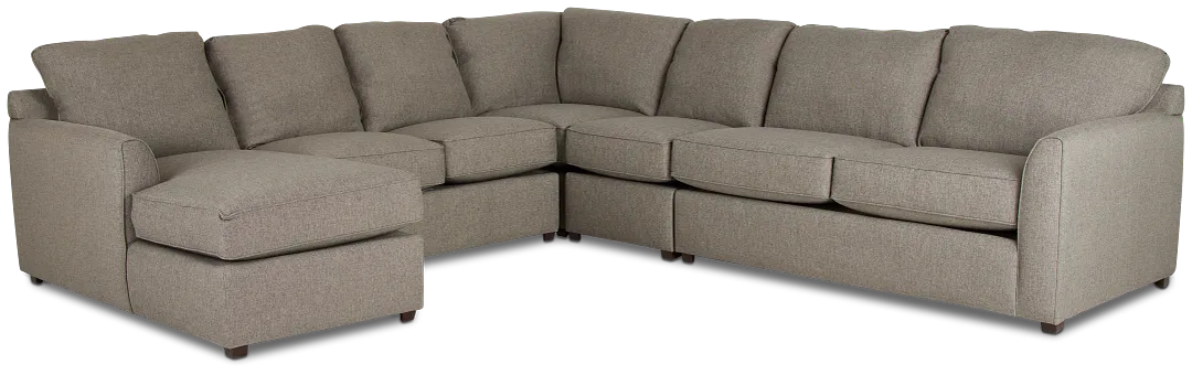 Asheville Brown Fabric Large Left Chaise Sectional