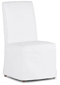 Harbor White Long Slipcover Chair With Medium-tone Leg