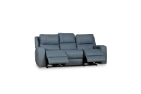 Summit Blue Lthr/vinyl Power Reclining Sofa W/ Power Headrest