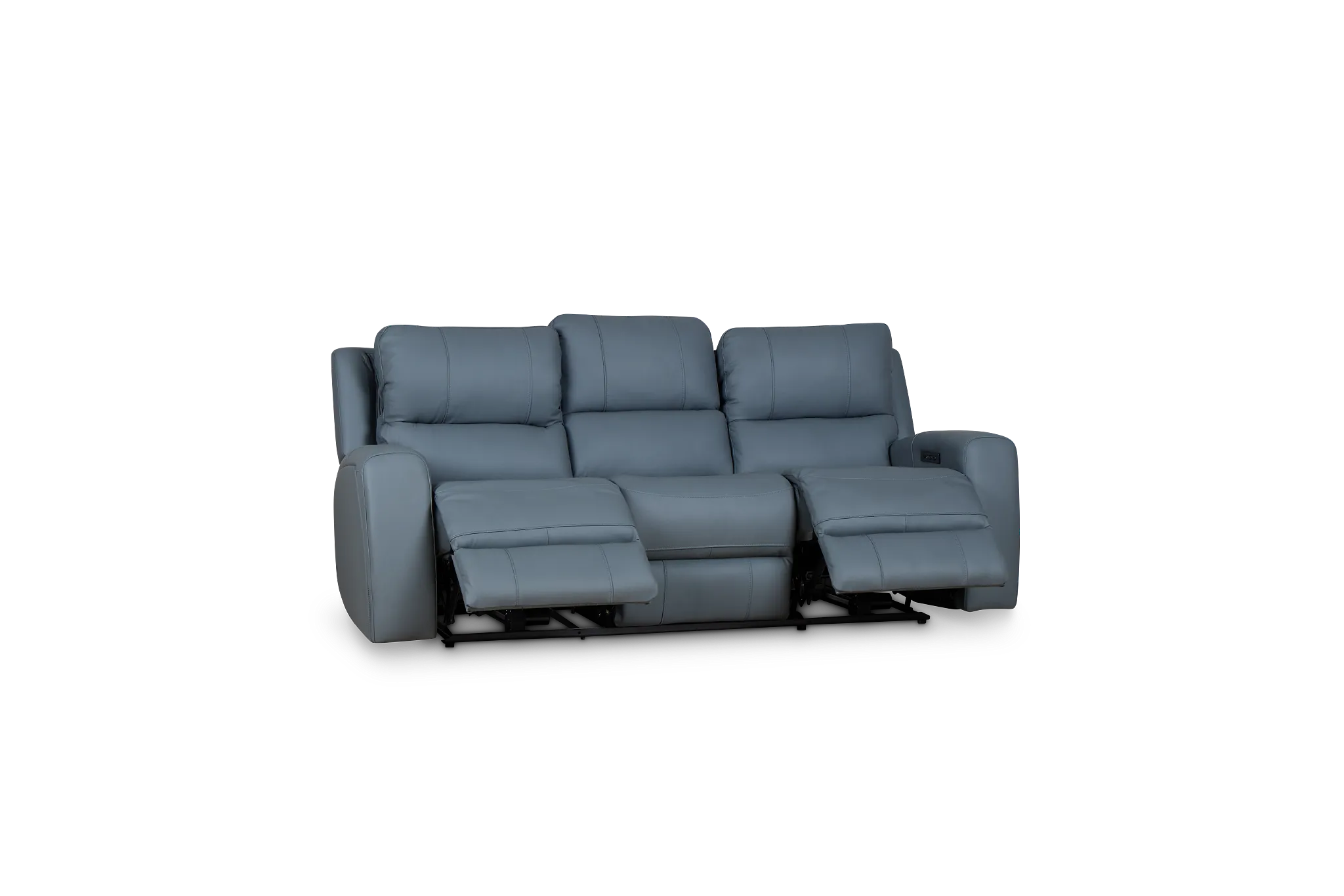 Summit Blue Lthr/vinyl Power Reclining Sofa W/ Power Headrest