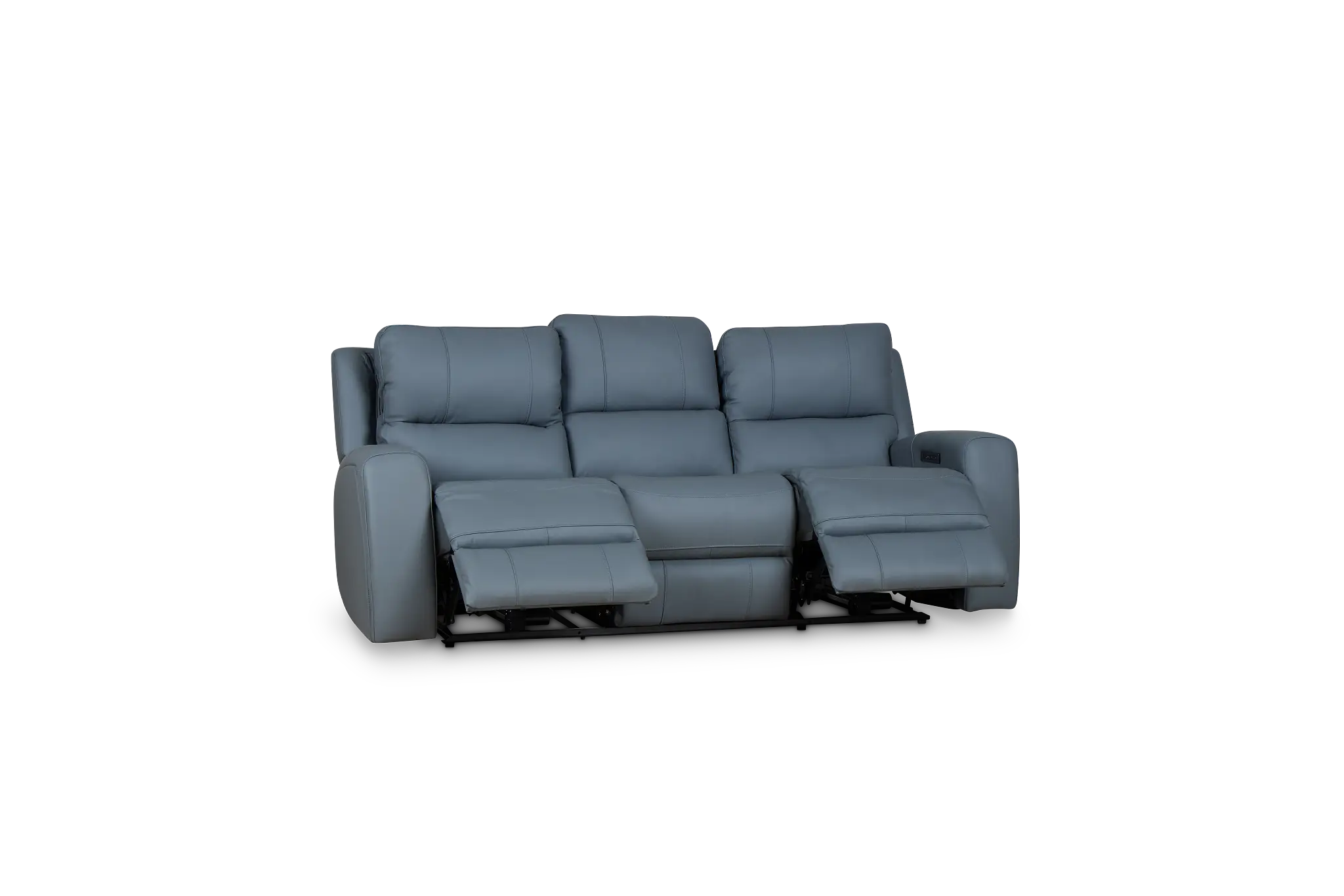 Summit Blue Lthr/vinyl Power Reclining Sofa W/ Power Headrest Summit Blue Lthr/vinyl Power Reclining Sofa W/ Power Headrest