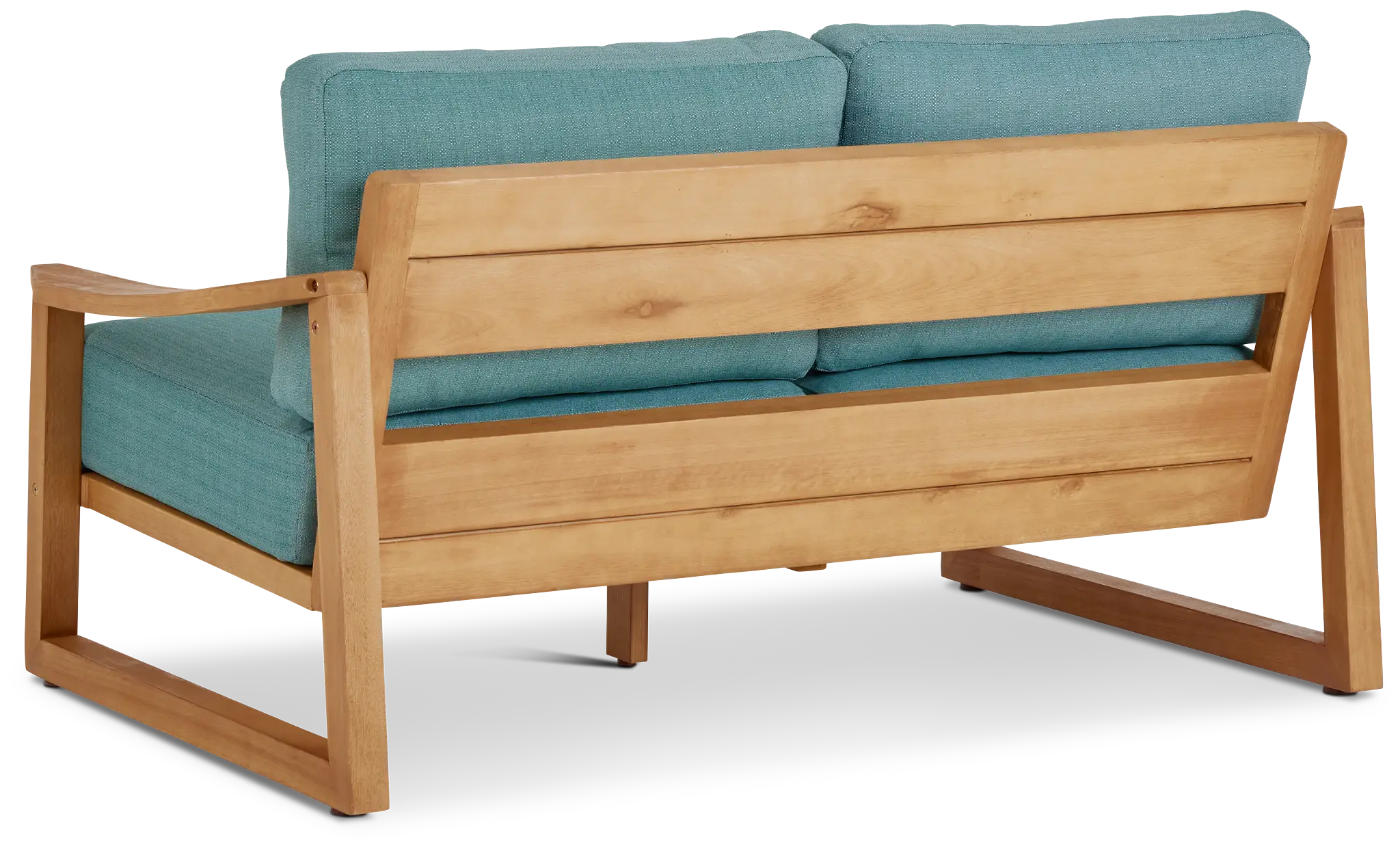 Tobago Light Tone Loveseat With Teal Cushions Tobago Light Tone Loveseat With Teal Cushions