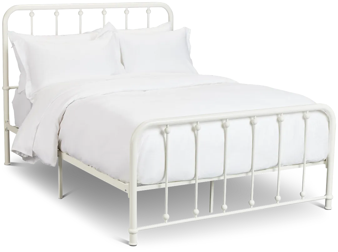 Rory White Metal Panel Bed